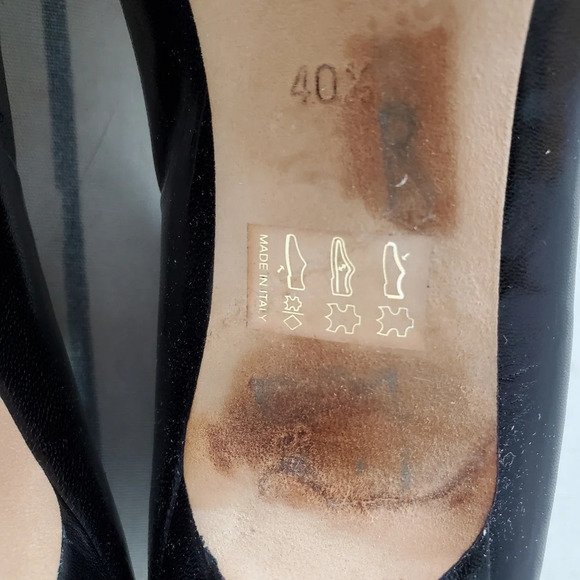 Vintage Italian Leather Kitten Heels Black Leather Pointed Toe Size 40 1/2=9-9.5 - Picture 13 of 15